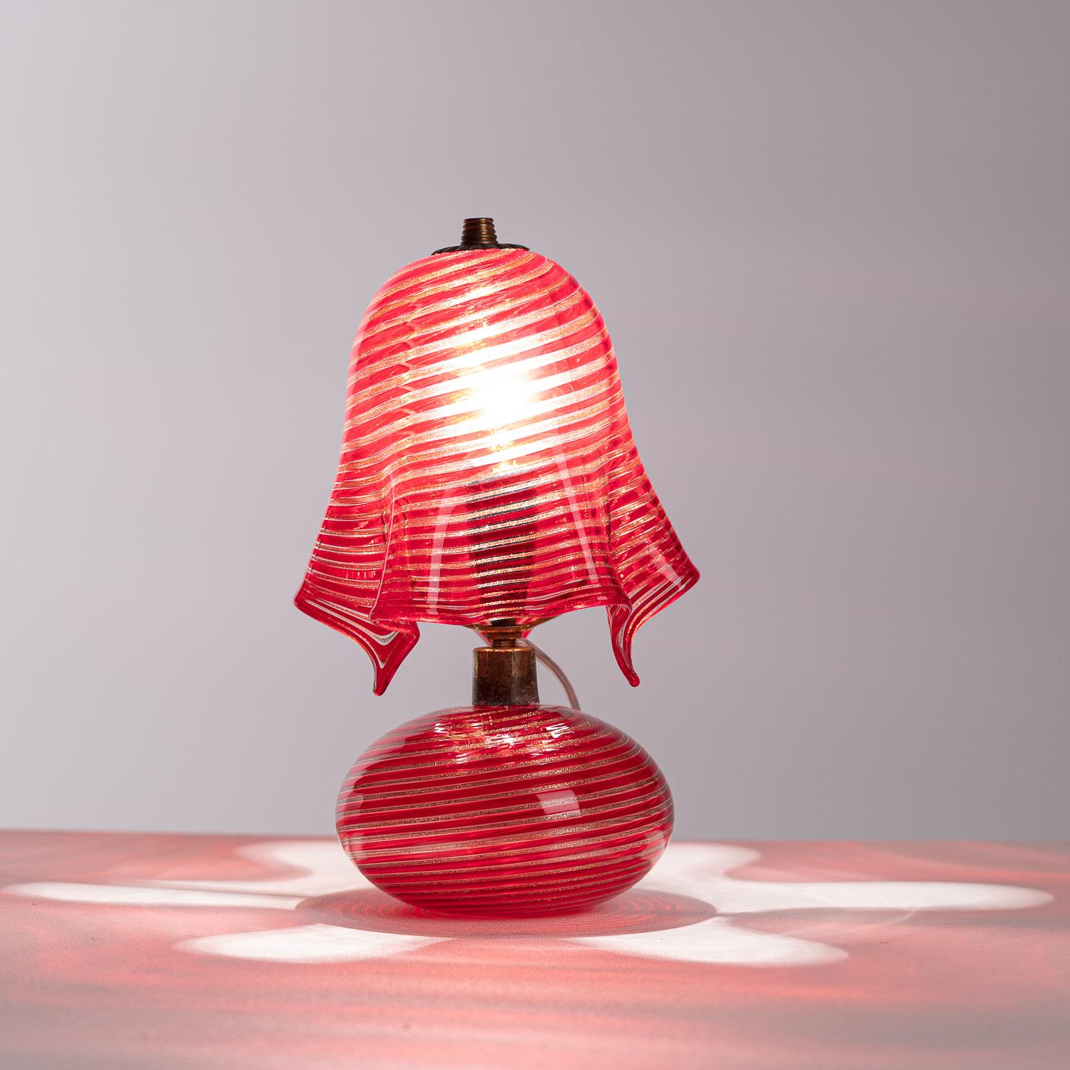 1940's Glass & Metal Table Lamp Attributed to Aureliano Toso 6