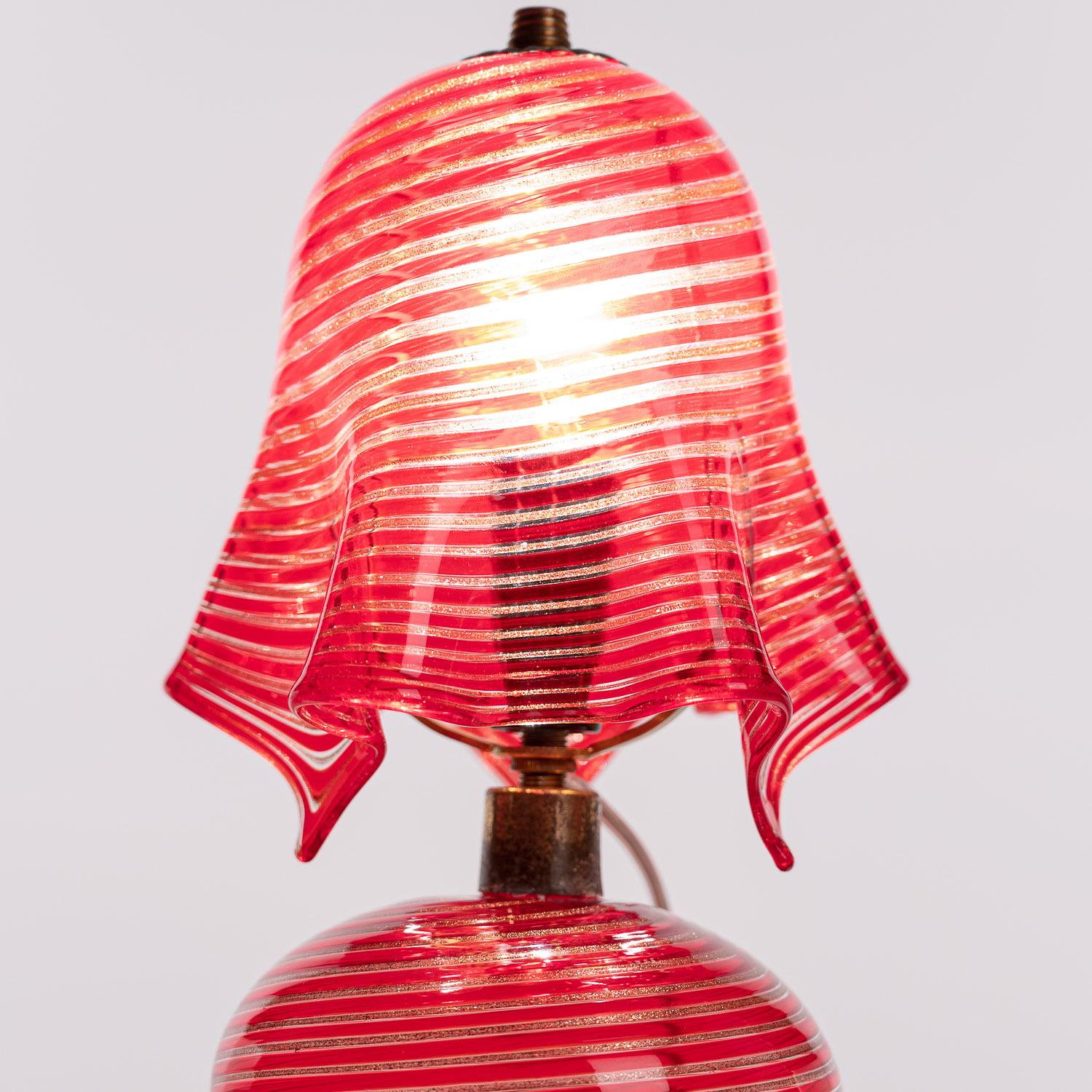 1940's Glass & Metal Table Lamp Attributed to Aureliano Toso 7