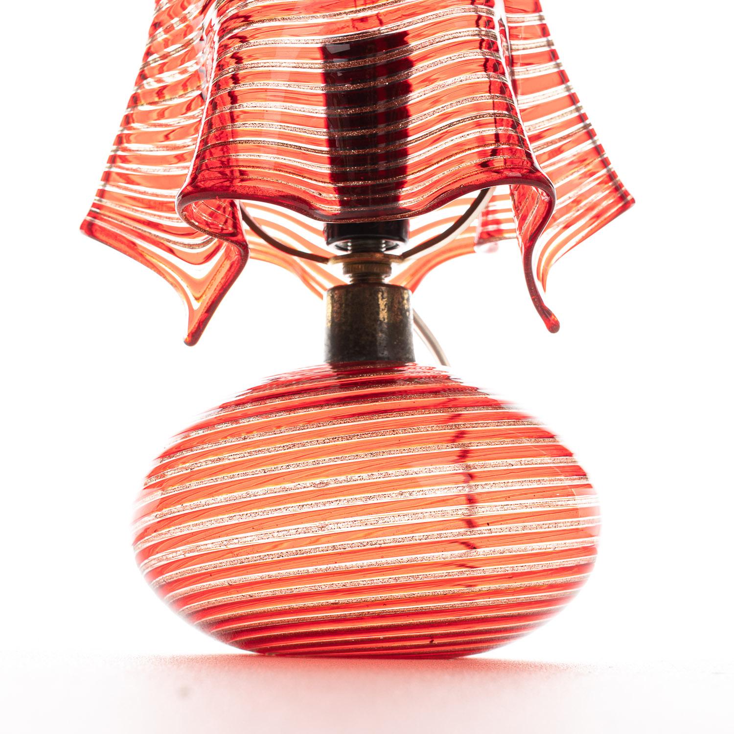 1940's Glass & Metal Table Lamp Attributed to Aureliano Toso In Good Condition In Schoorl, NL