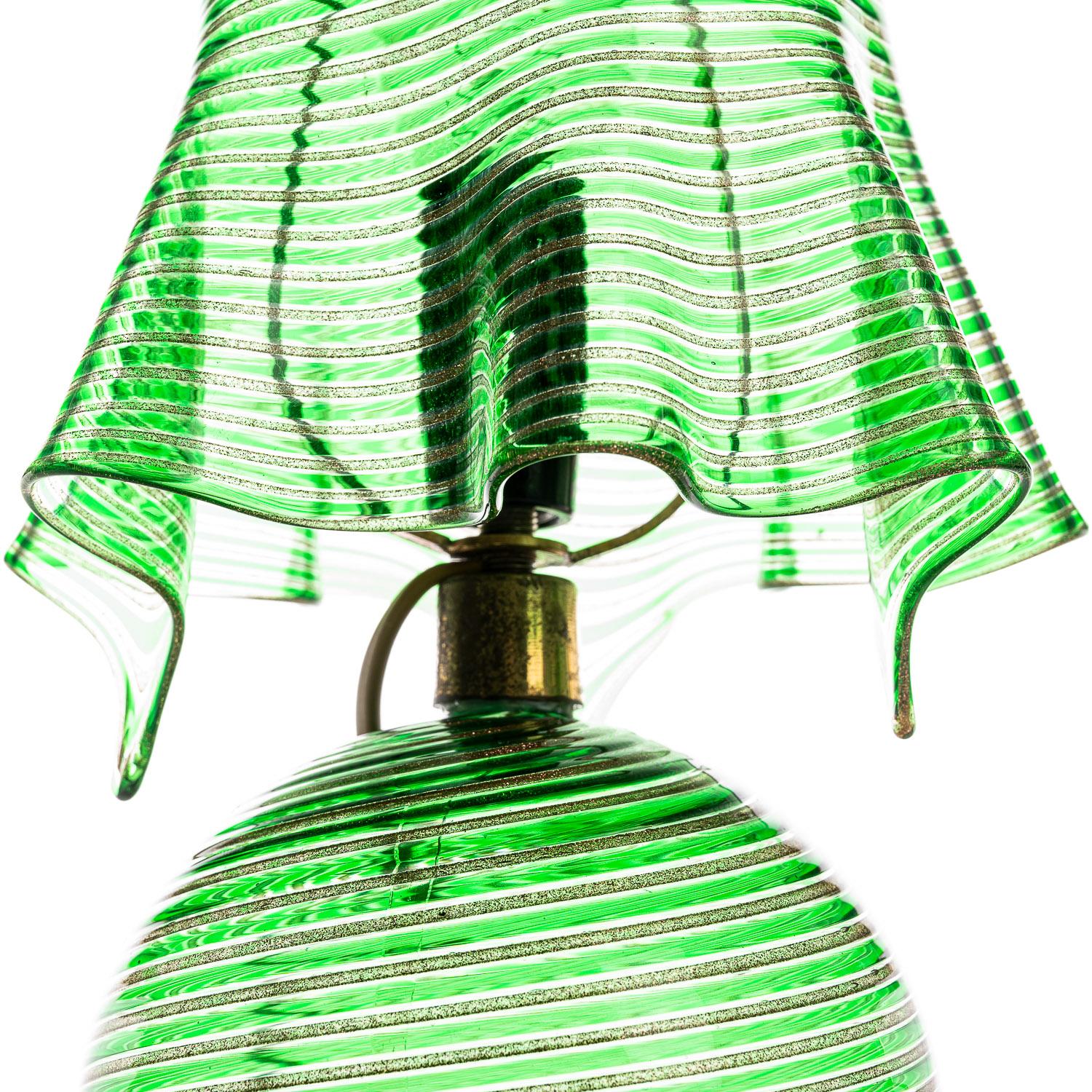 20th Century 1940s Glass & Metal Table Lamp Attributed to Aureliano Toso