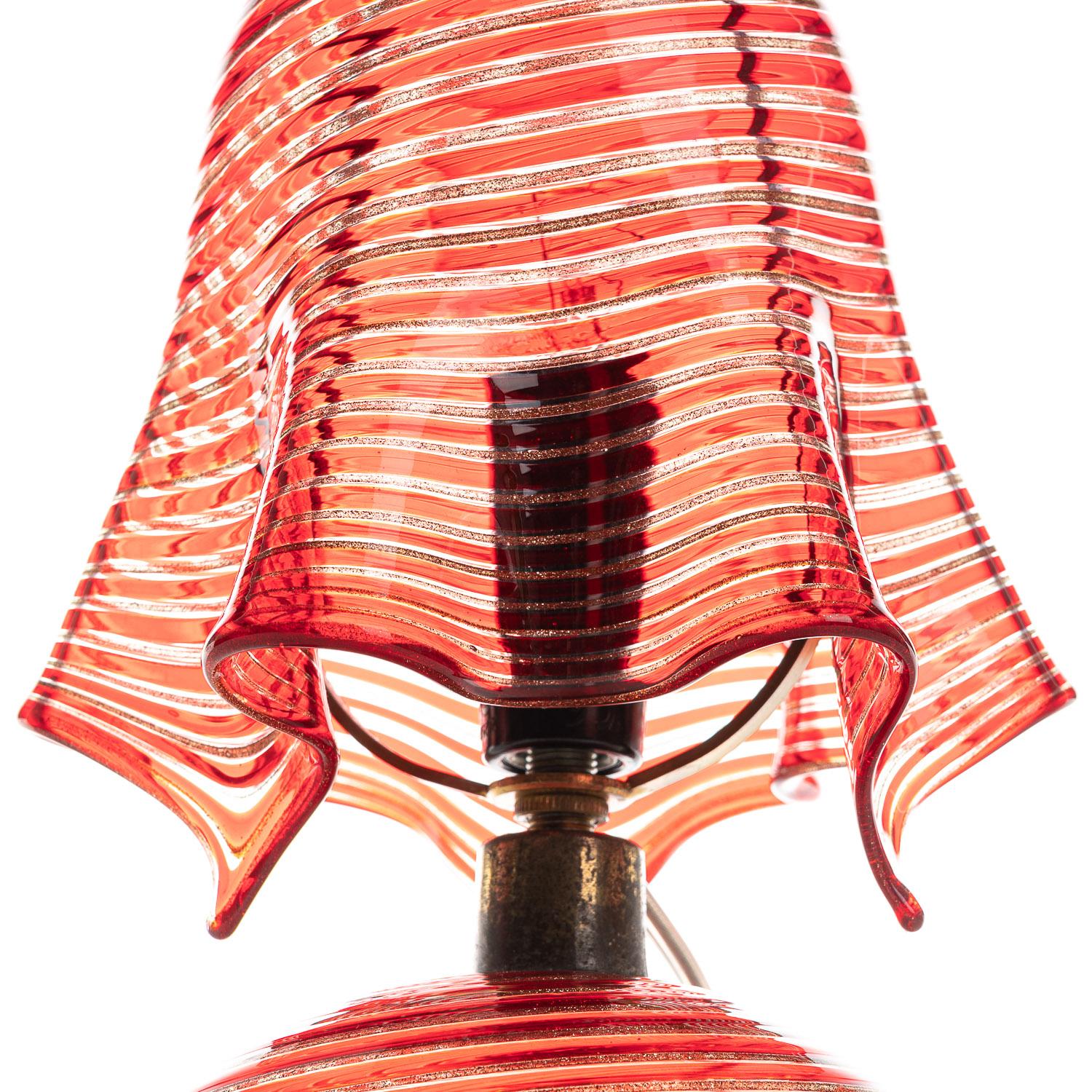 20th Century 1940's Glass & Metal Table Lamp Attributed to Aureliano Toso