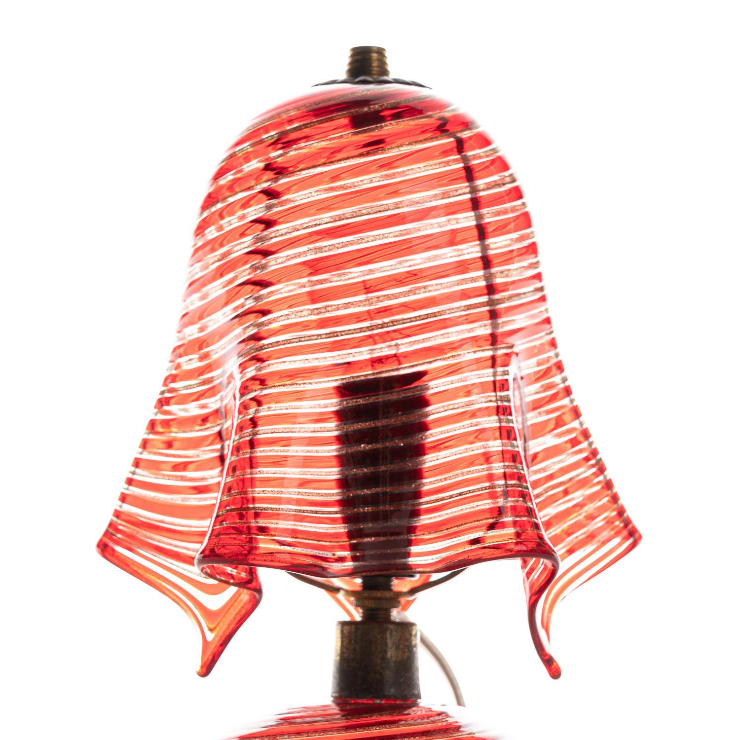 1940's Glass & Metal Table Lamp Attributed to Aureliano Toso 1