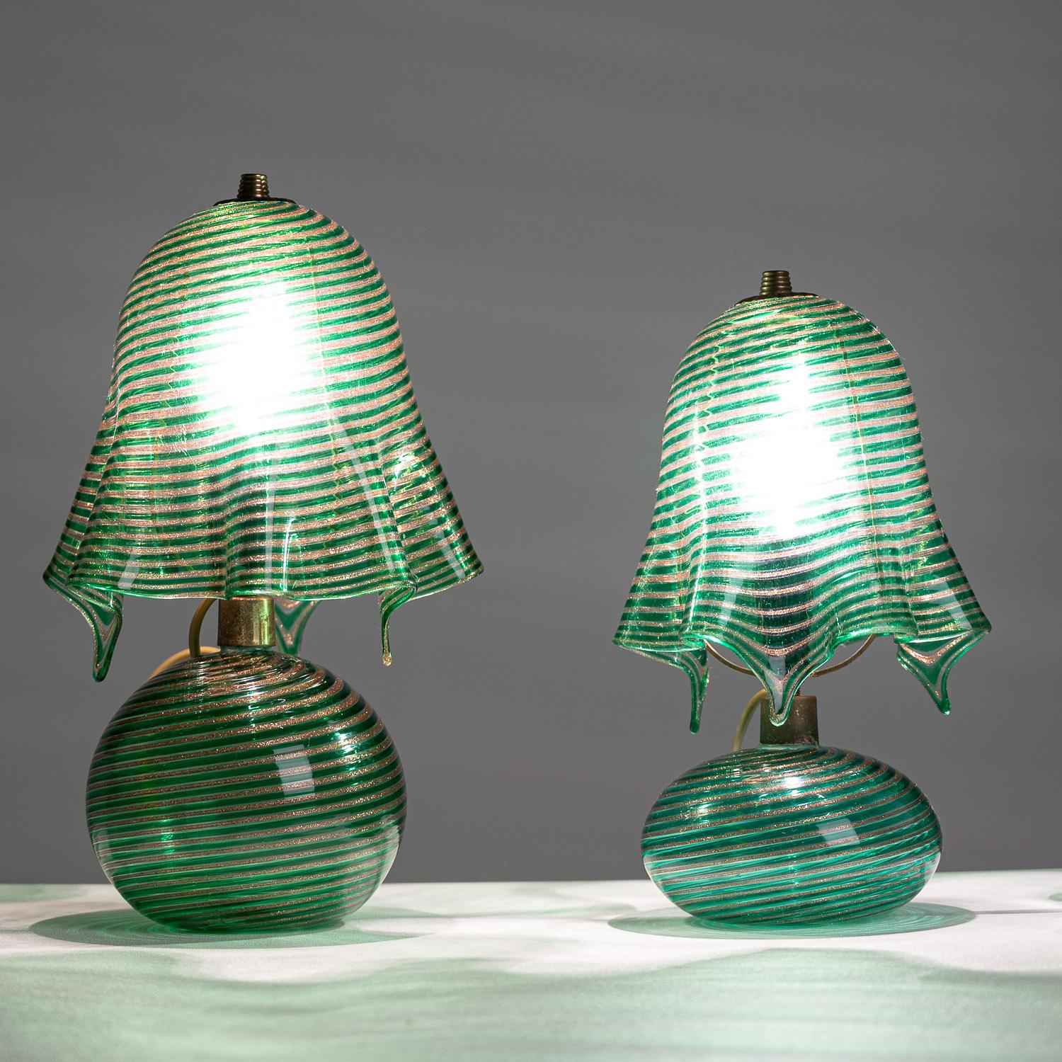 1940s Glass & Metal Table Lamp Attributed to Aureliano Toso 2