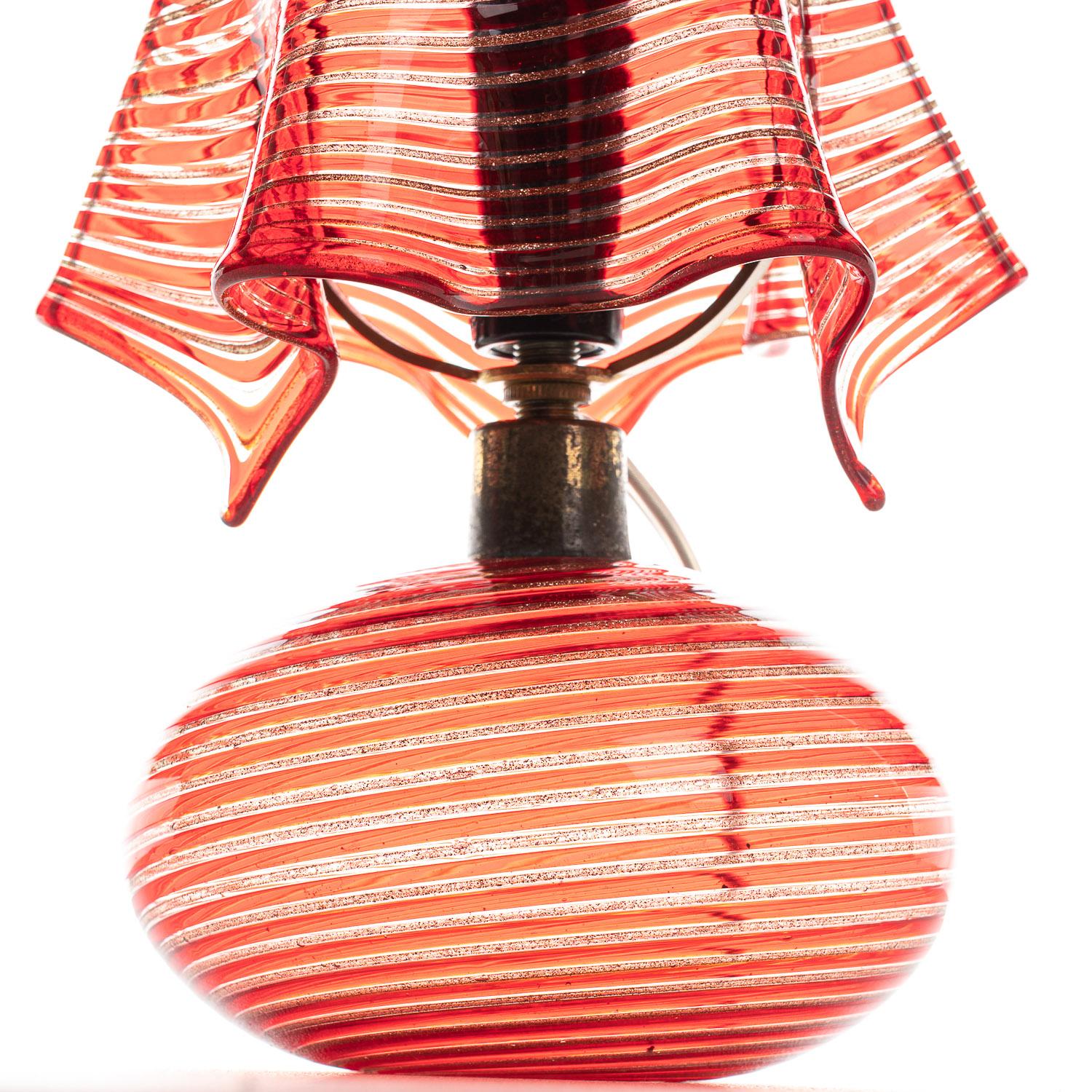 1940's Glass & Metal Table Lamp Attributed to Aureliano Toso 2