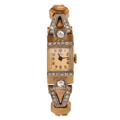 Vintage 1940s Gold and Diamond Omega Watch