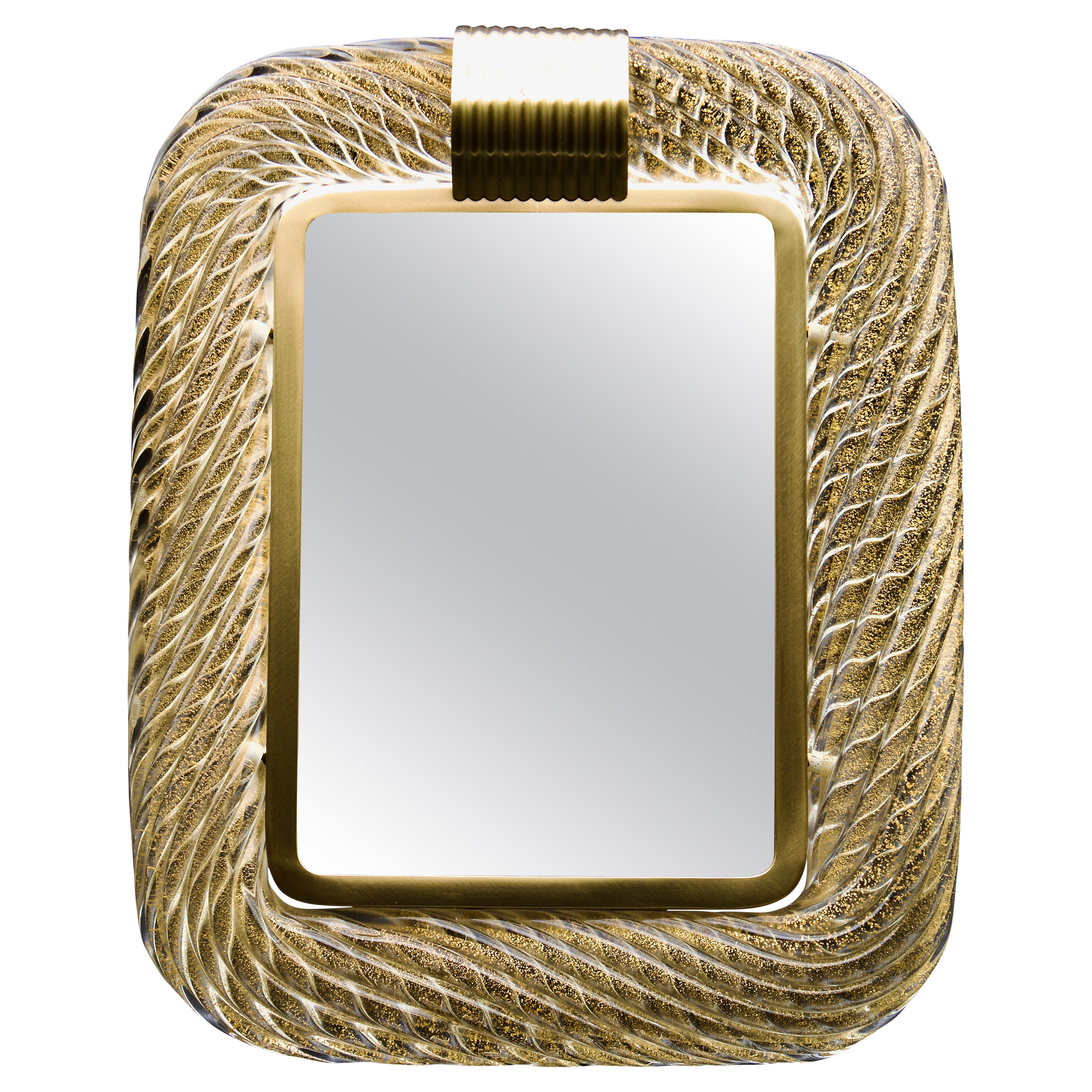 1940s Gold Infused Murano Glass Barovier & Toso Mirror or Picture Frame, Italy