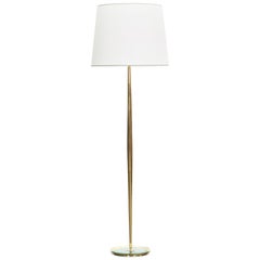 1940s Golden Brass and Glass Base Floor Lamp by Max Ingrand