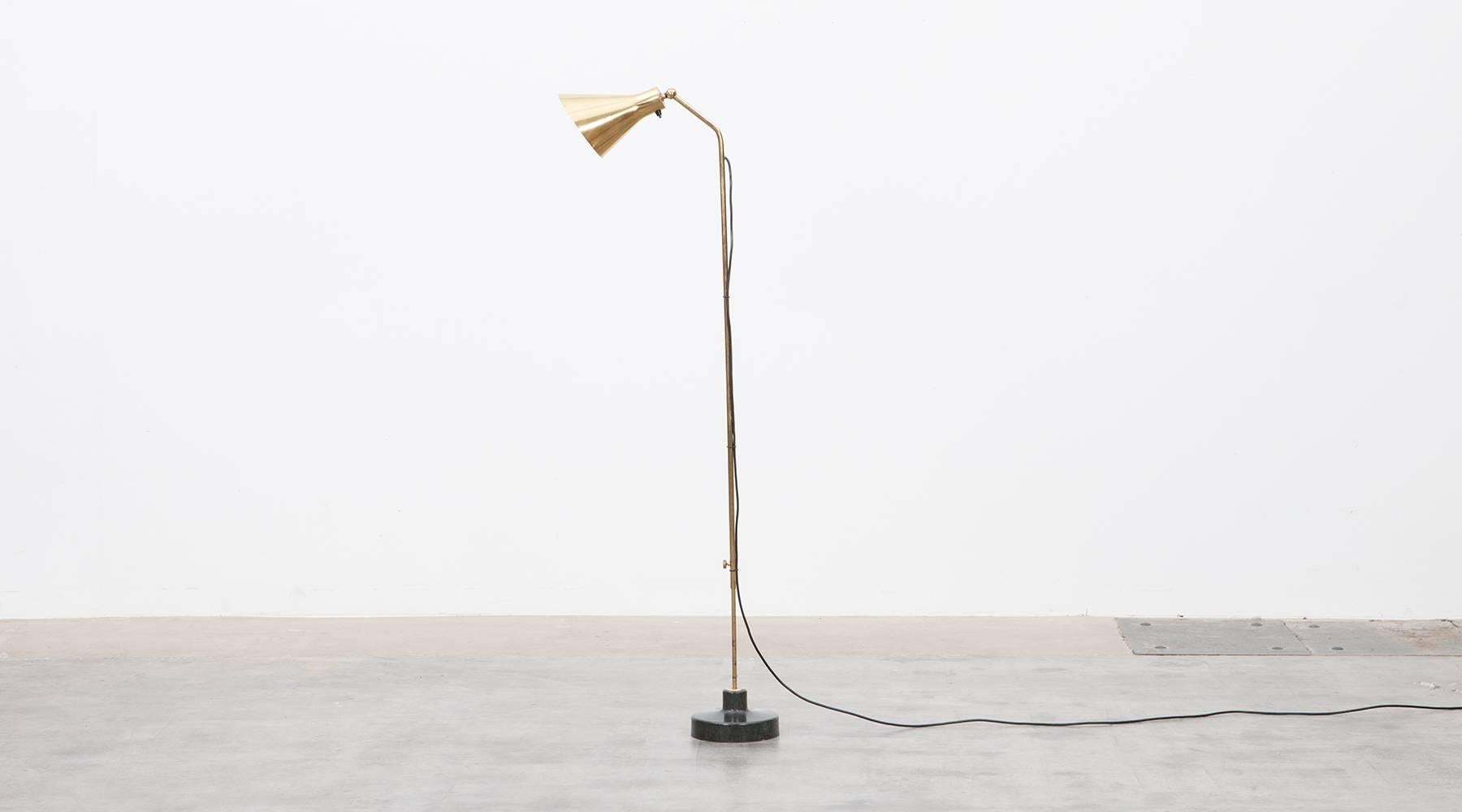 Mid-Century Modern 1940s Golden Brass, Black Marble Floor Lamp by Ignazio Gardella 'b'