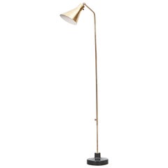 1940s Golden Brass, Black Marble Floor Lamp by Ignazio Gardella 'b'