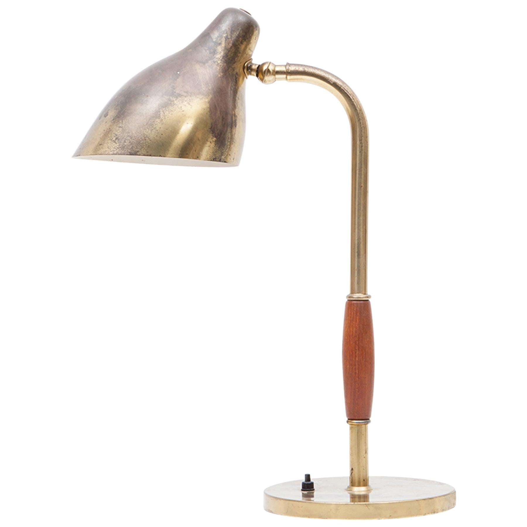 1940s Golden Brass Table Lamp by Vilhelm Lauritzen For Sale