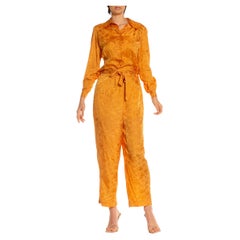 Vintage 1940S Golden Rayon Pajama Pant Ensemble