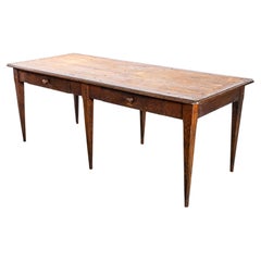 1940’s Good Sized Straight Leg Rectangular Oak Dining Table – Two Drawer