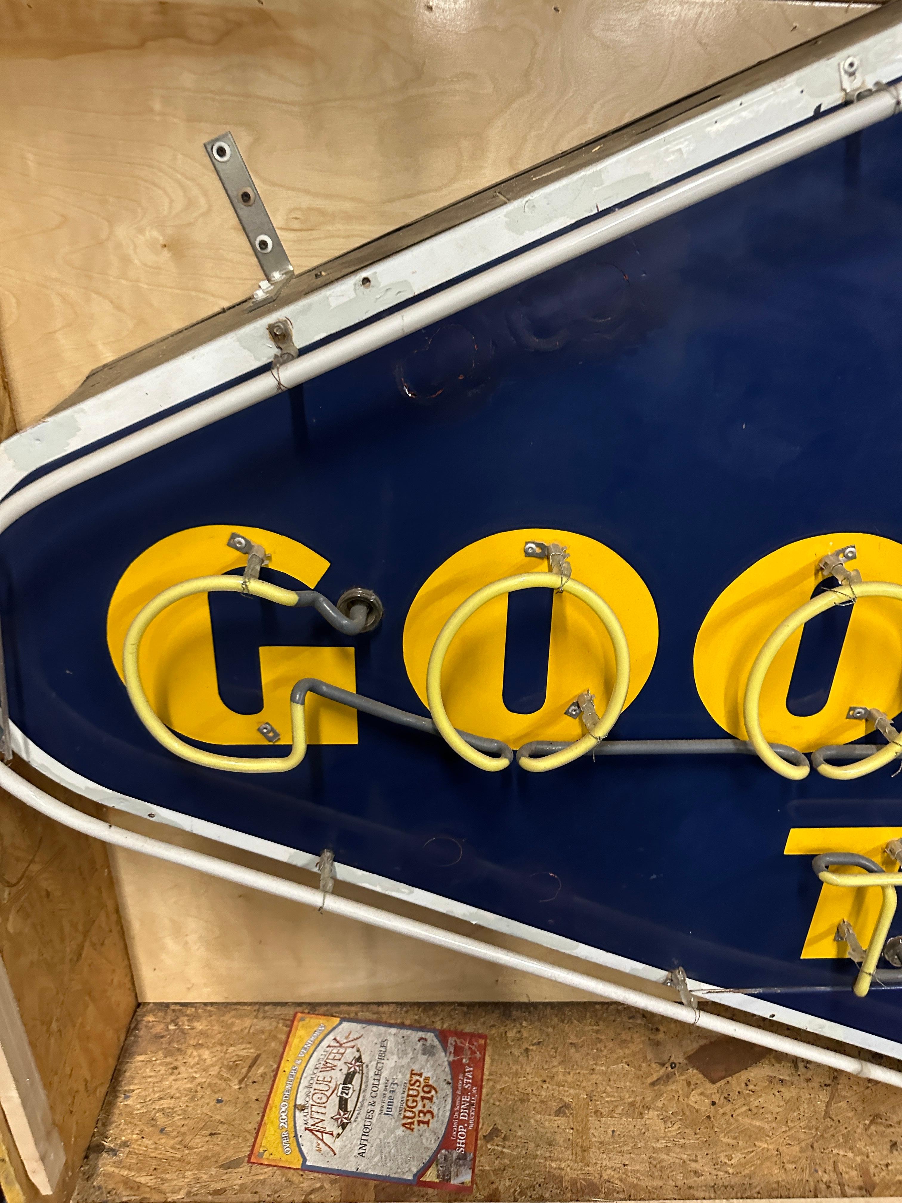1940's Goodyear Tires Porcelain Neon Light Sign For Sale 4