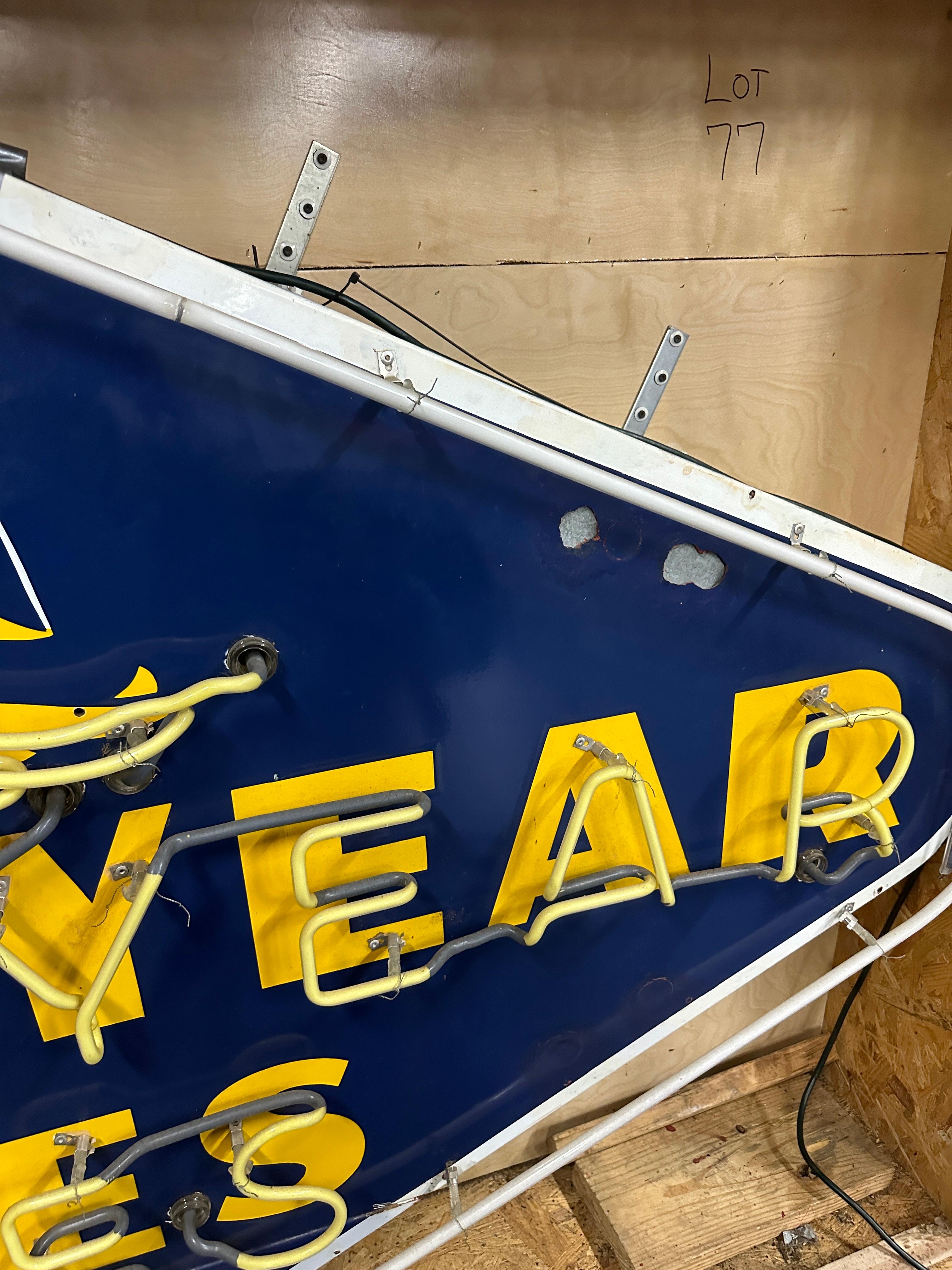 Mid-20th Century 1940's Goodyear Tires Porcelain Neon Light Sign For Sale