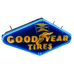 1940's Goodyear Tires Porcelain Neon Light Sign