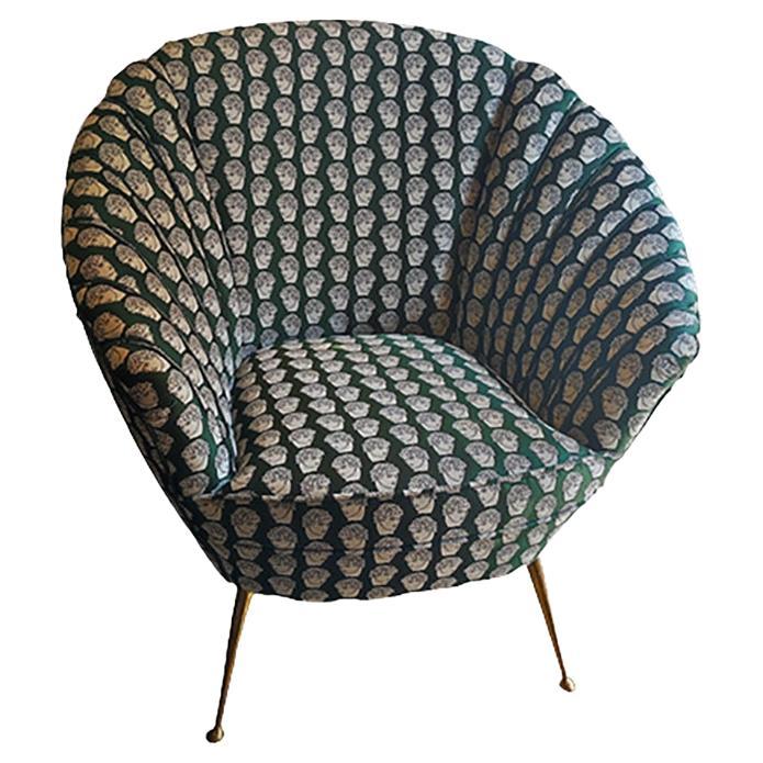 1940s Gorgeous Armchair with Rubelli Fabric by Luke Edward Hall, Made in Italy