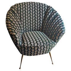 Vintage 1940s Gorgeous Armchair with Rubelli Fabric by Luke Edward Hall, Made in Italy