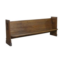 1940s Gothic Dark Finish Oak Church Pew Bench