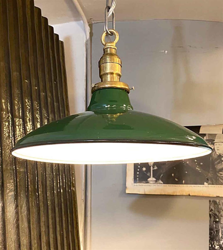 1940s Green Enamel Industrial Pendant Light at 1stDibs