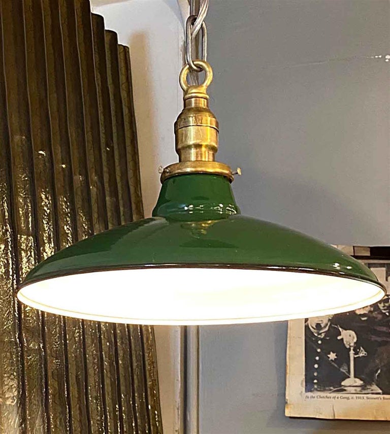 1940s Green Enamel Industrial Pendant Light at 1stDibs