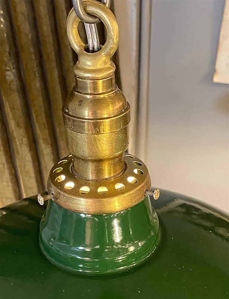 1940s Green Enamel Industrial Pendant Light at 1stDibs