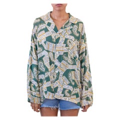 Top pigiama da uomo con stampa Paisley degli anni '40 in rayon verde