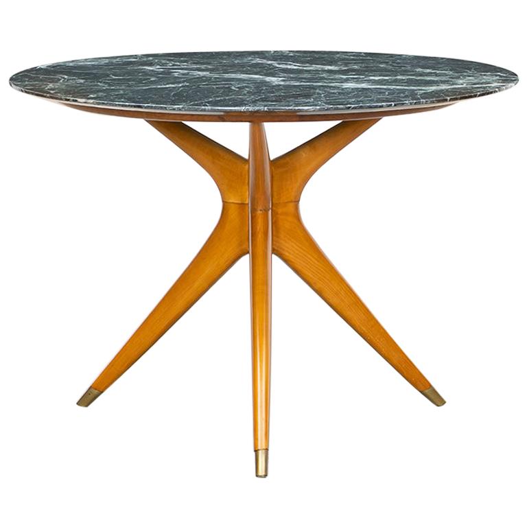 1940s Green Round Marble Table by Ico Parisi For Sale