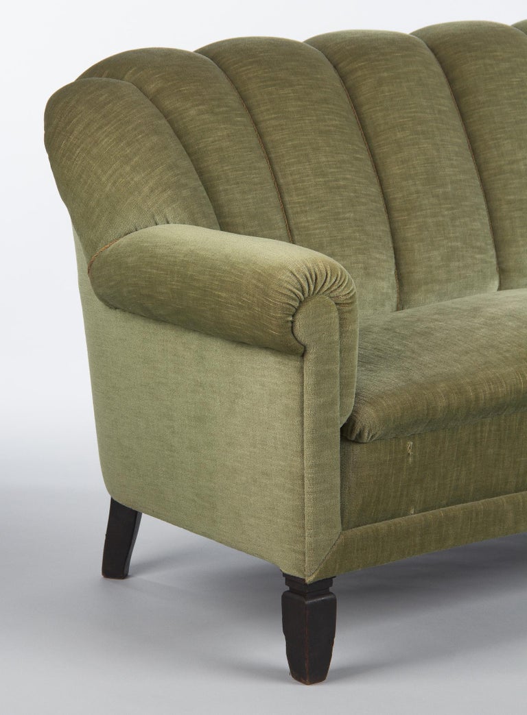 1940s Green Upholstered French Sofa/Settee For Sale at 1stdibs