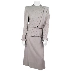 1940s Grey Rhinestone and Studded Suit