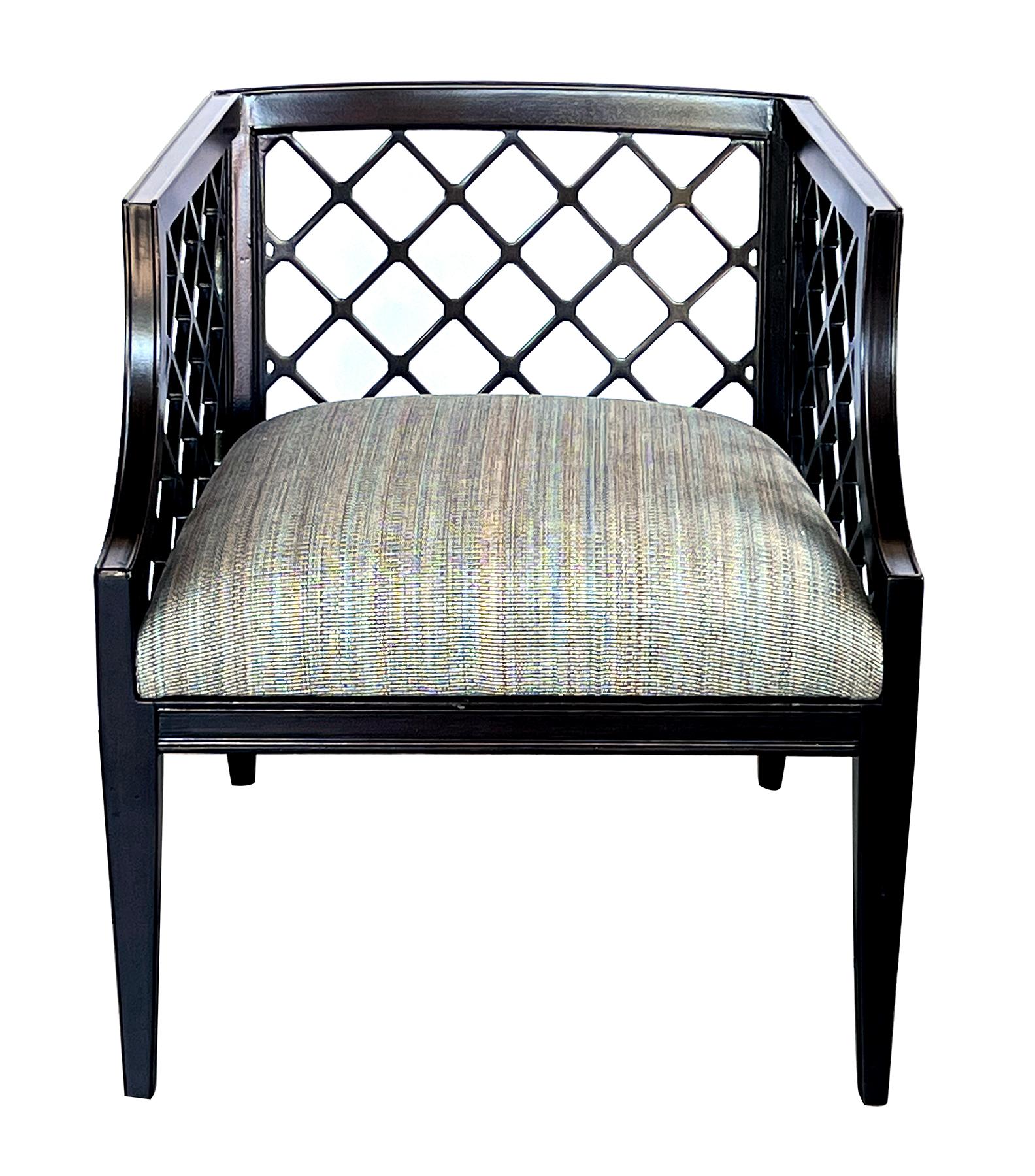 Américain Chaise longue en treillis laqué Brown des années 1940 de Grosfeld House en vente