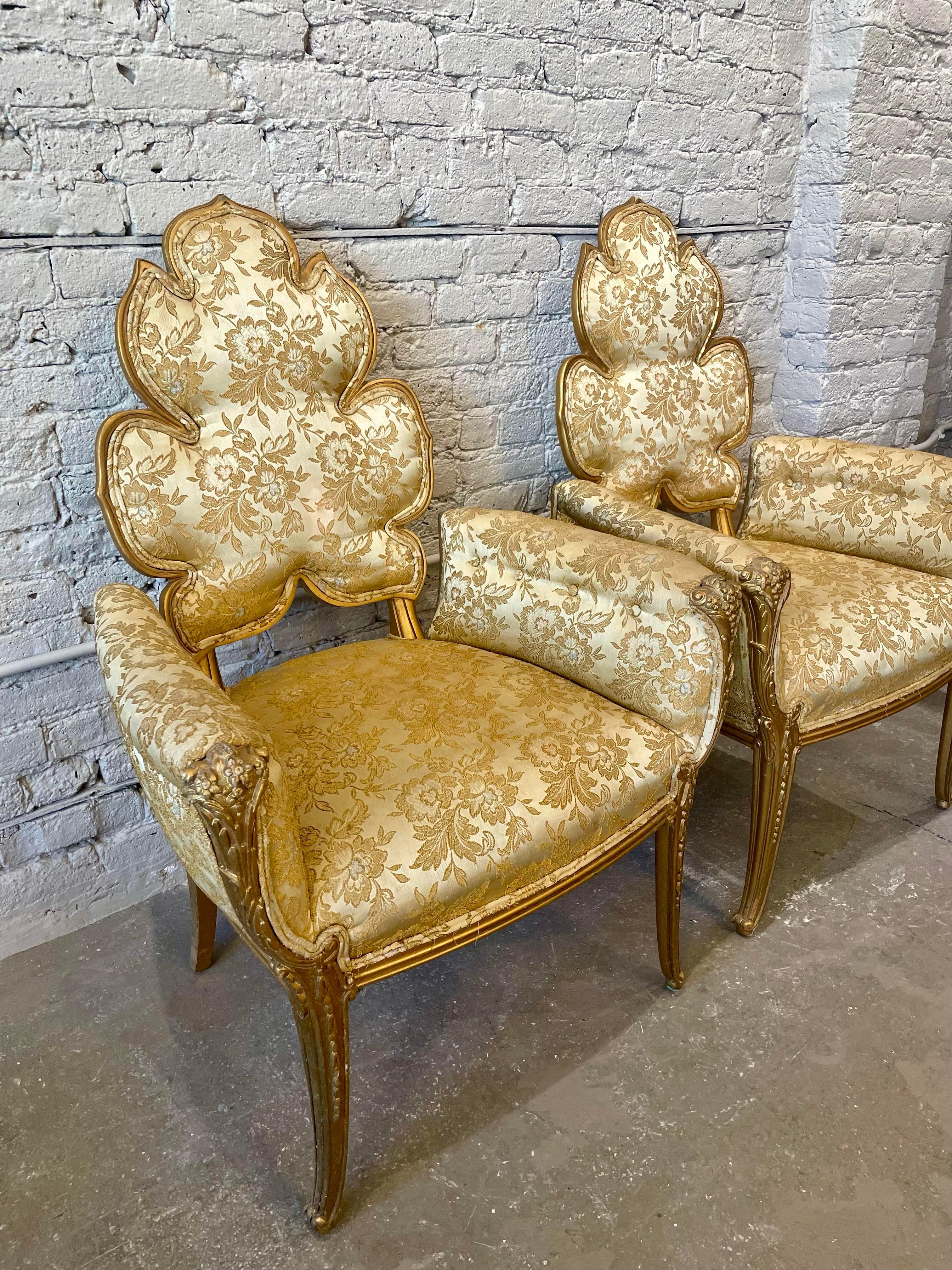 1940s Grosfeld House Leaf Flower Chairs - a Pair In Good Condition For Sale In Chicago, IL