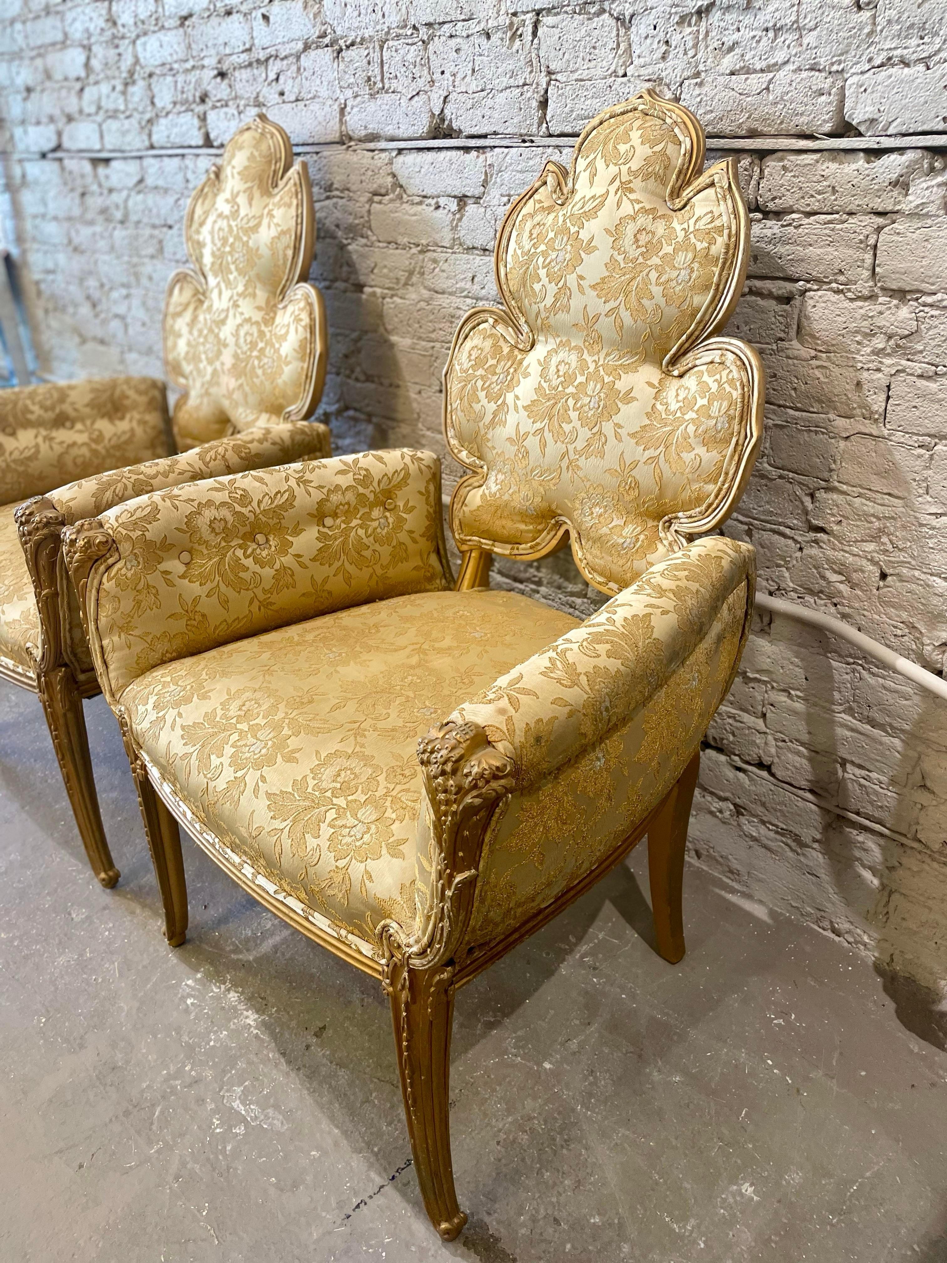 Mid-20th Century 1940s Grosfeld House Leaf Flower Chairs - a Pair For Sale