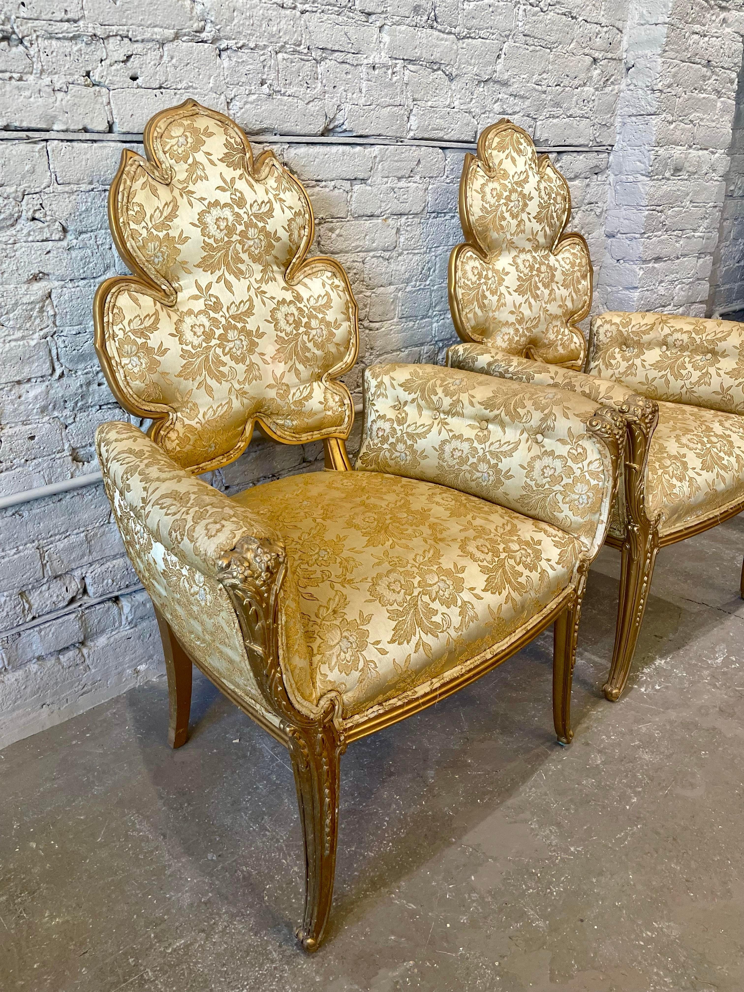 1940s Grosfeld House Leaf Flower Chairs - a Pair 3