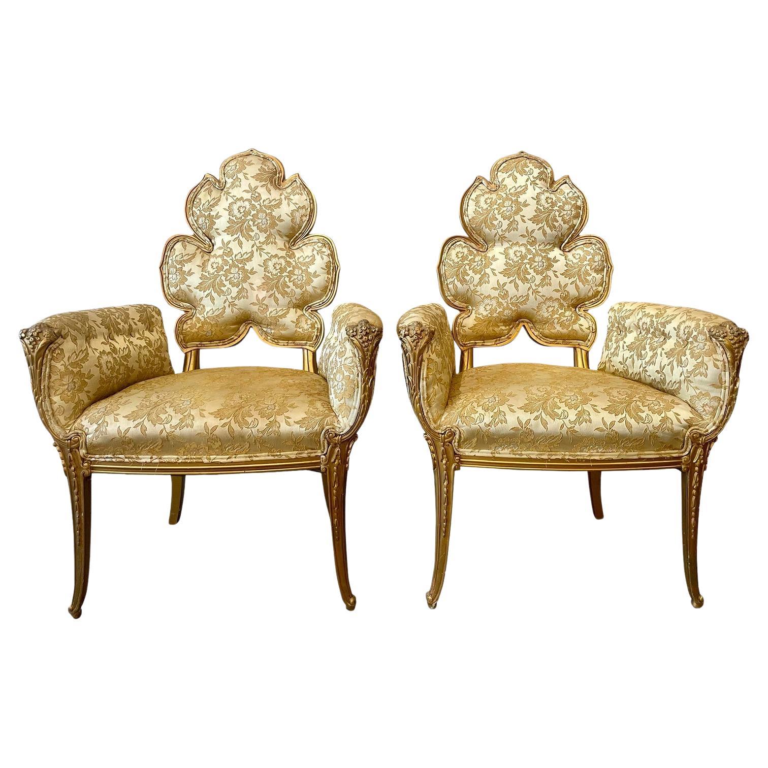 1940s Grosfeld House Leaf Flower Chairs - a Pair