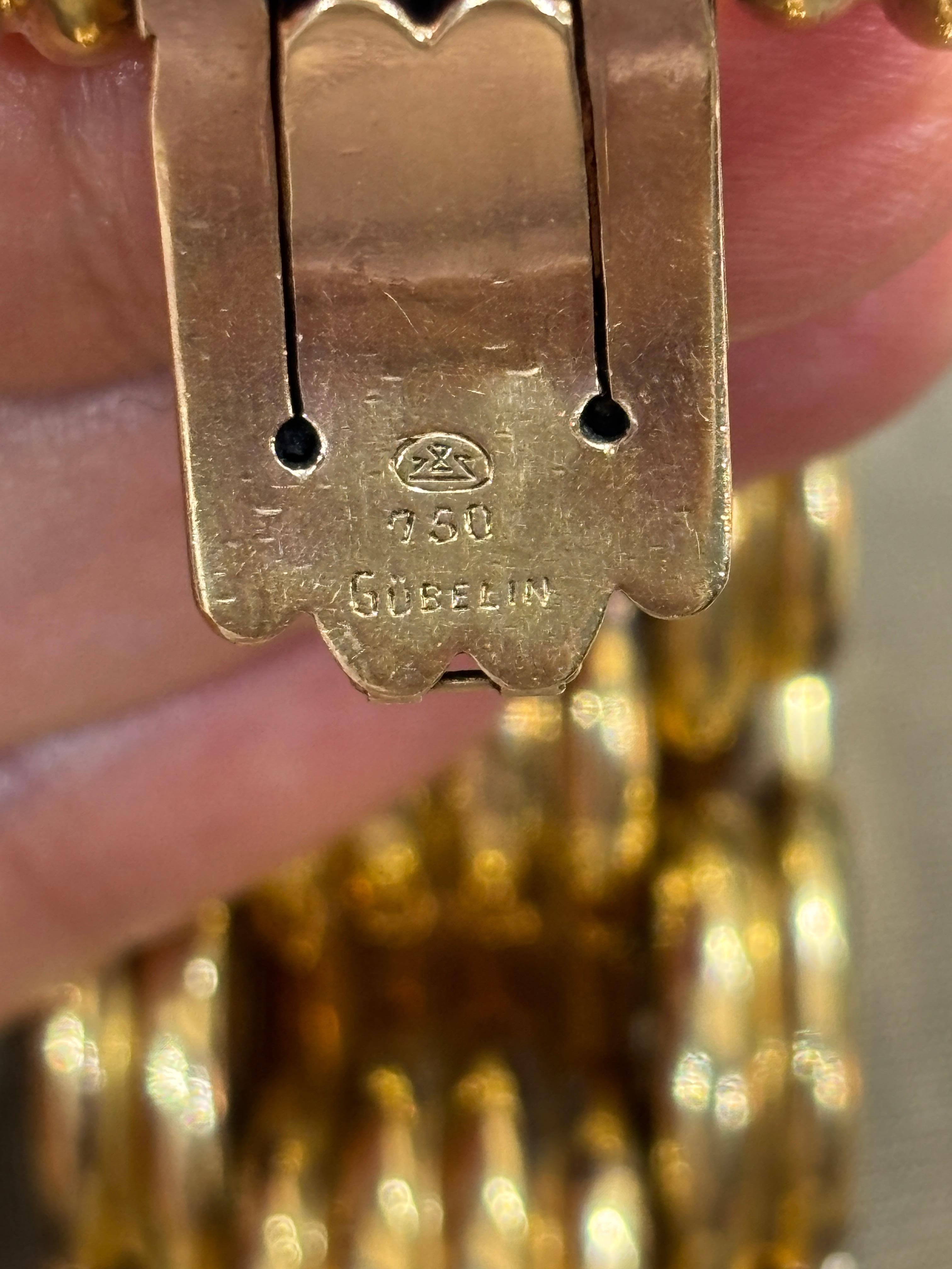 1940s Gubelin 18k gold Tank bracelet For Sale 4