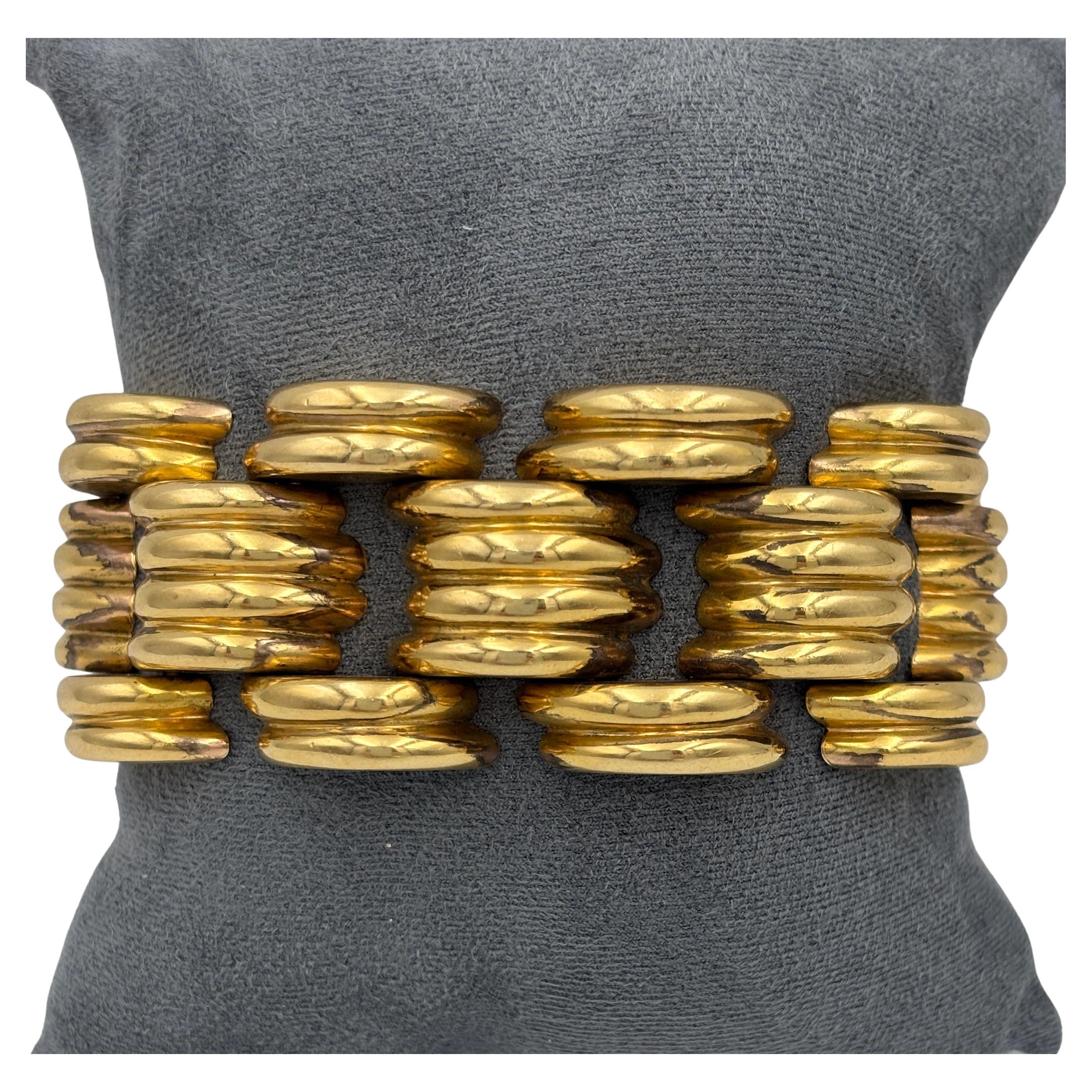 1940s Gubelin 18k gold Tank bracelet