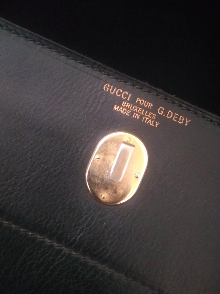 1940s Gucci Black Leather Large Birkin Style Travel Bag 7