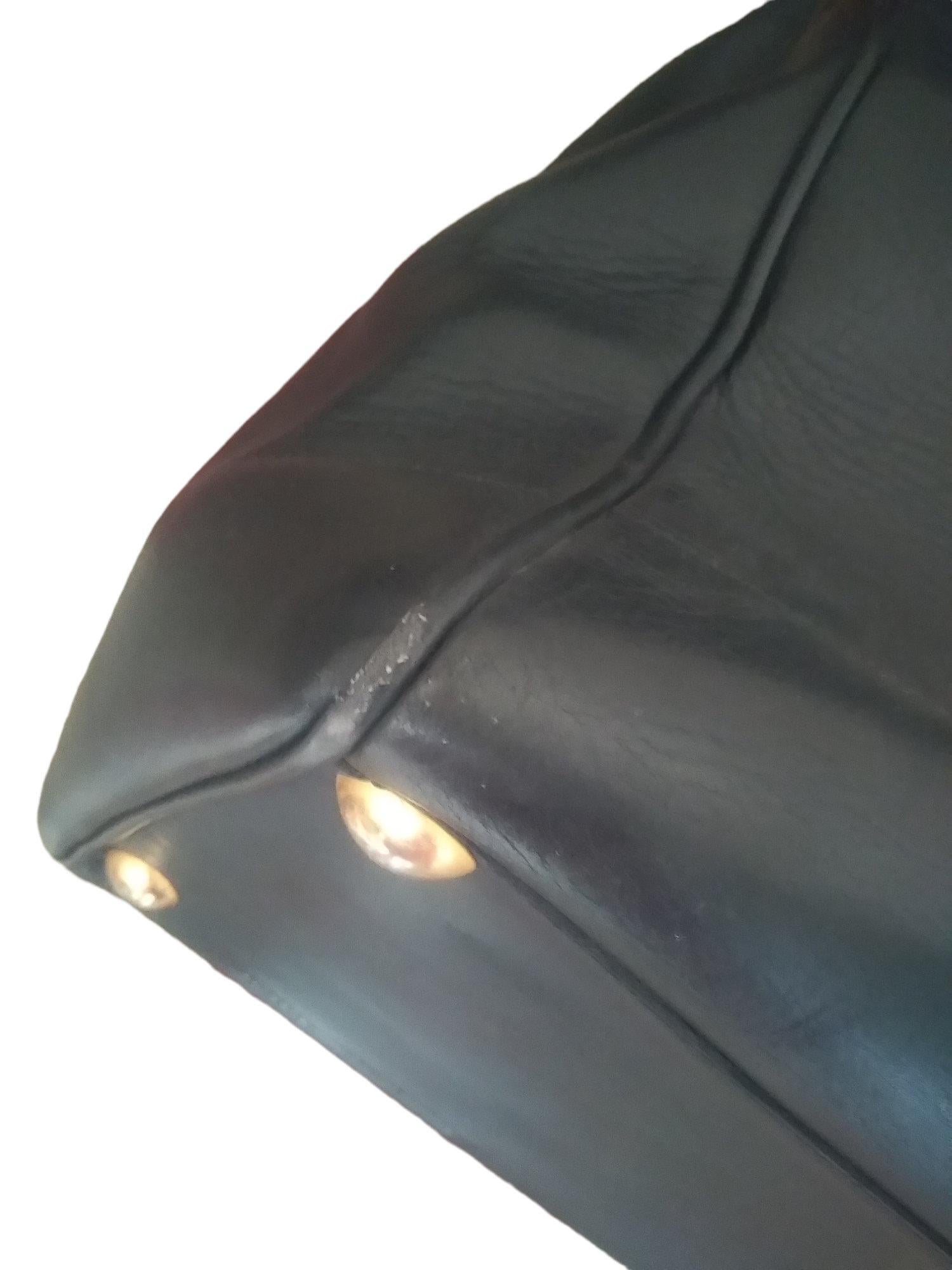 1940s Gucci Black Leather Large Birkin Style Travel Bag 8