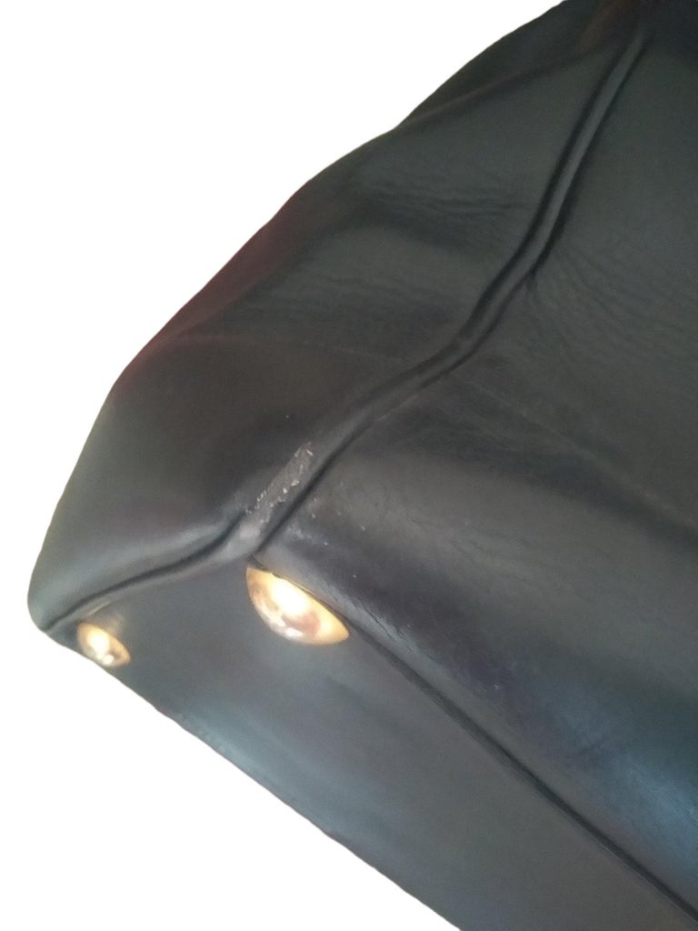 1940s Gucci Black Leather Large Birkin Style Travel Bag 11