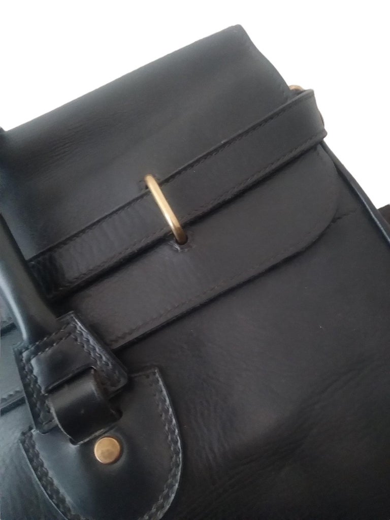 1940s Gucci Black Leather Large Birkin Style Travel Bag In Good Condition In Lugano, Ticino