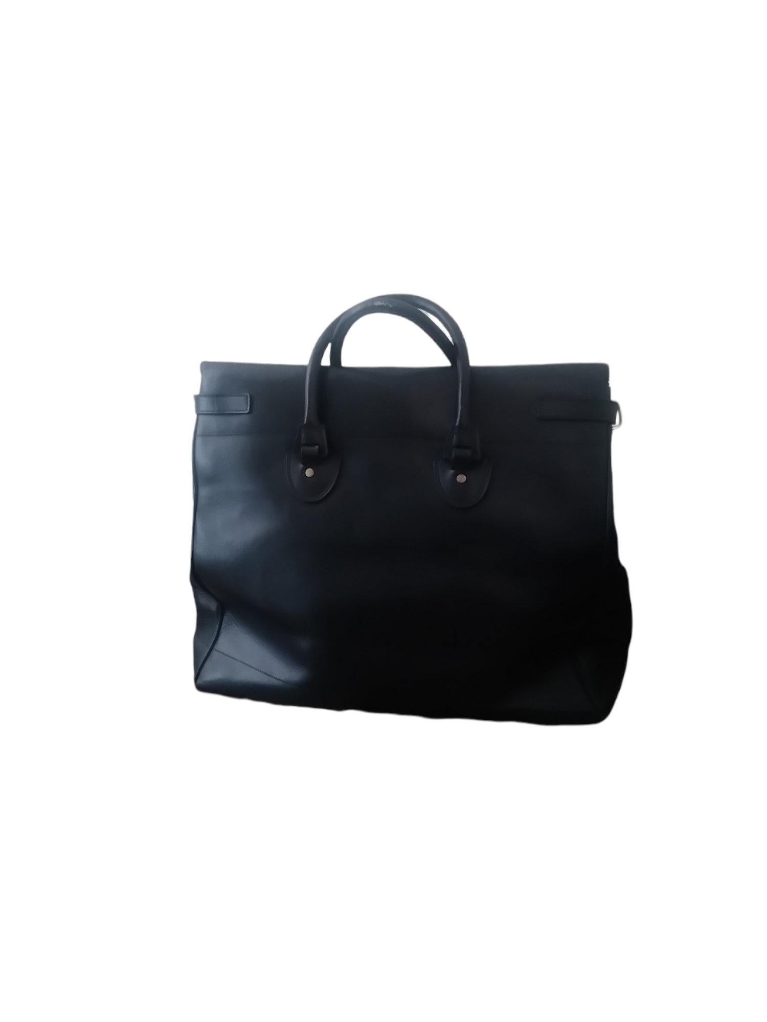 1940s Gucci Black Leather Large Birkin Style Travel Bag In Good Condition In Lugano, Ticino