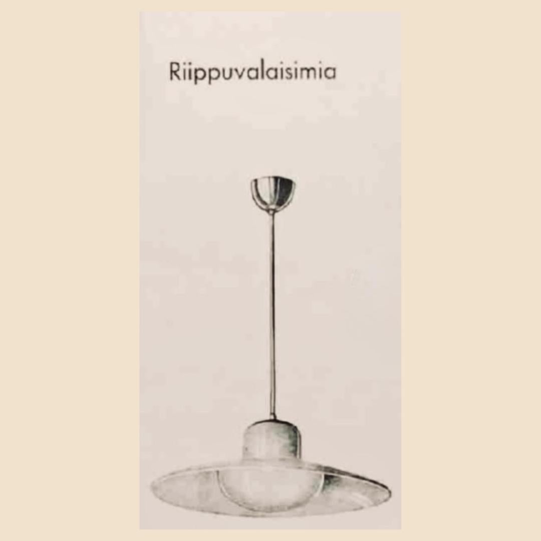 1940s Gunilla Jung Model #1005 Glass & Metal Ceiling Lamp for Stockmann Orno For Sale 9