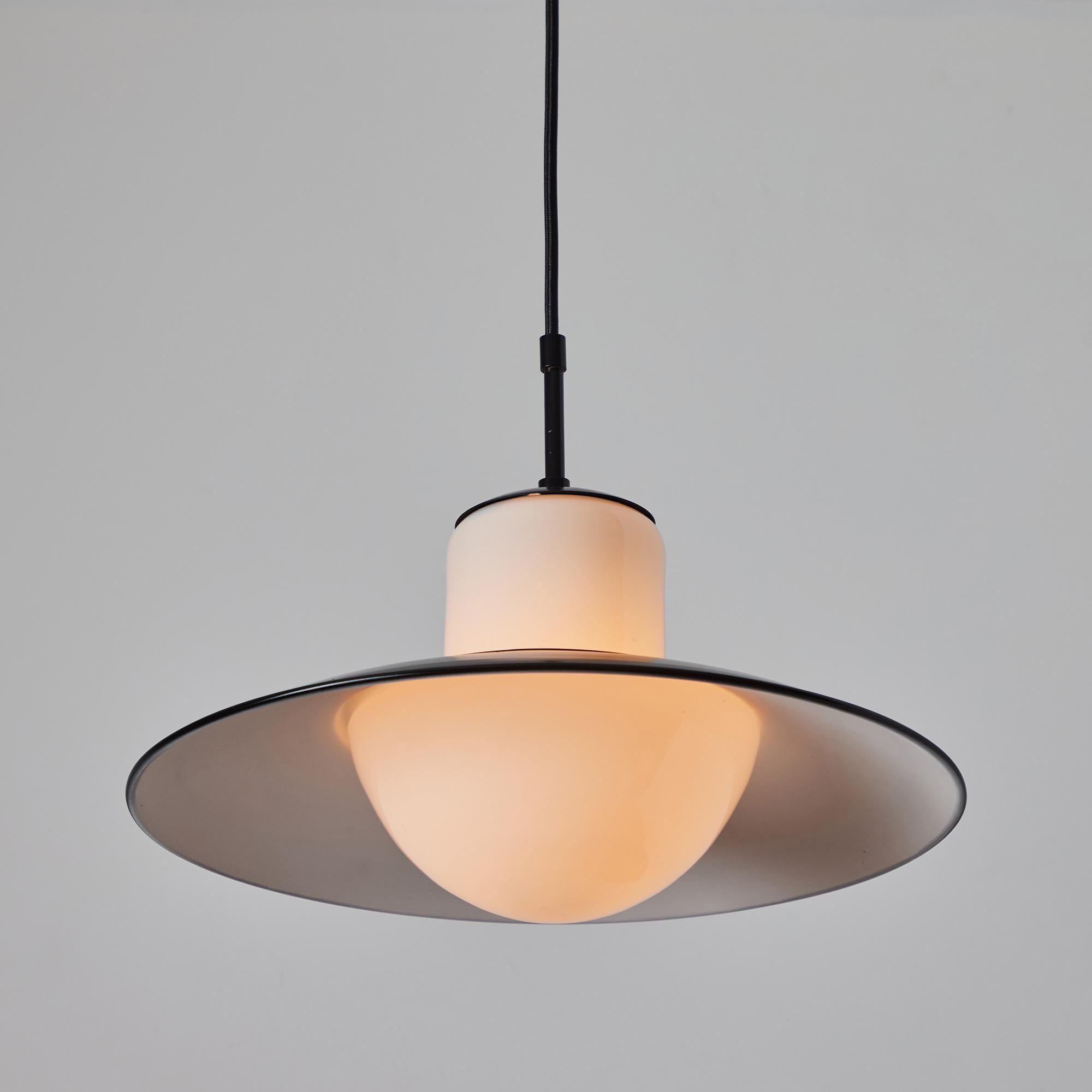 Painted 1940s Gunilla Jung Model #1005 Glass & Metal Ceiling Lamp for Stockmann Orno For Sale