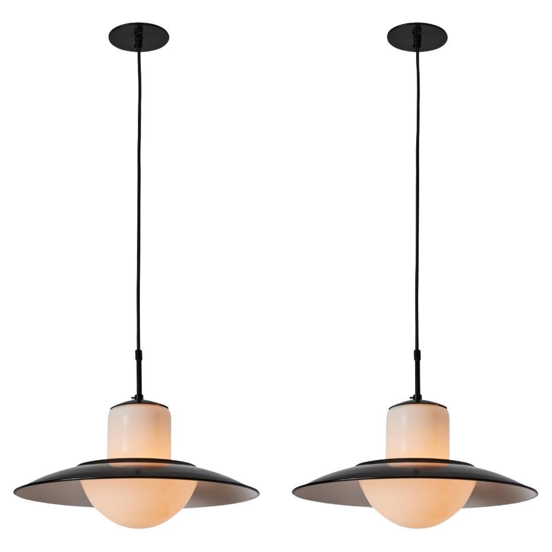 1940s Gunilla Jung Model #1005 Glass & Metal Ceiling Lamp for Stockmann Orno For Sale