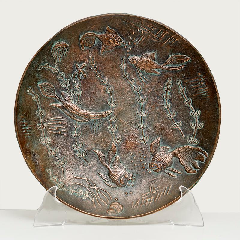 Mid-Century Modern 1940's Gunnar Nylund Bronze Plate For Sale