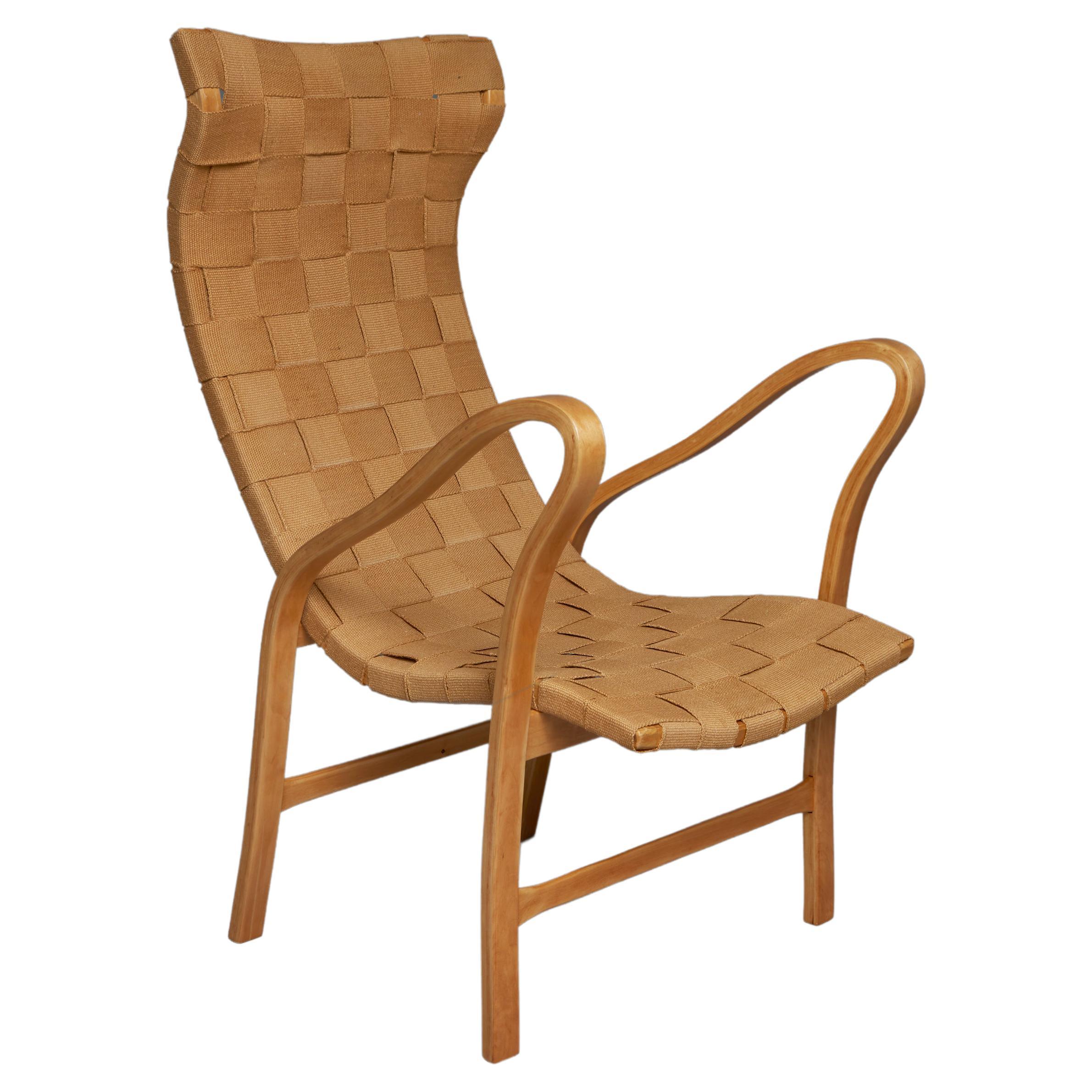 1940's Gustaf Axel Berg ''Torparen'' Chair in Birch Plywood and Hemp
