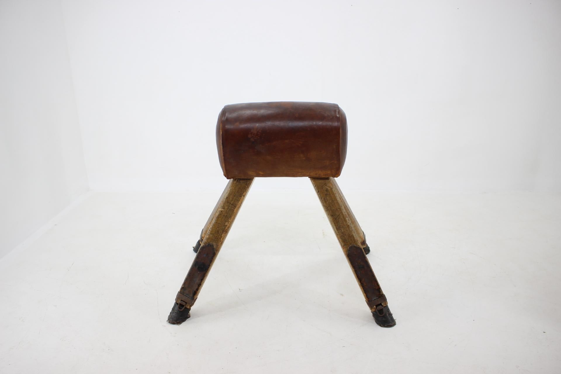 Mid-Century Modern 1940s Gym Leather Horse