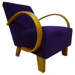 Fauteuil Halabala en velours des années 1940