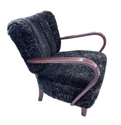 1940s Halabala Style Lounge Chair in Shearling