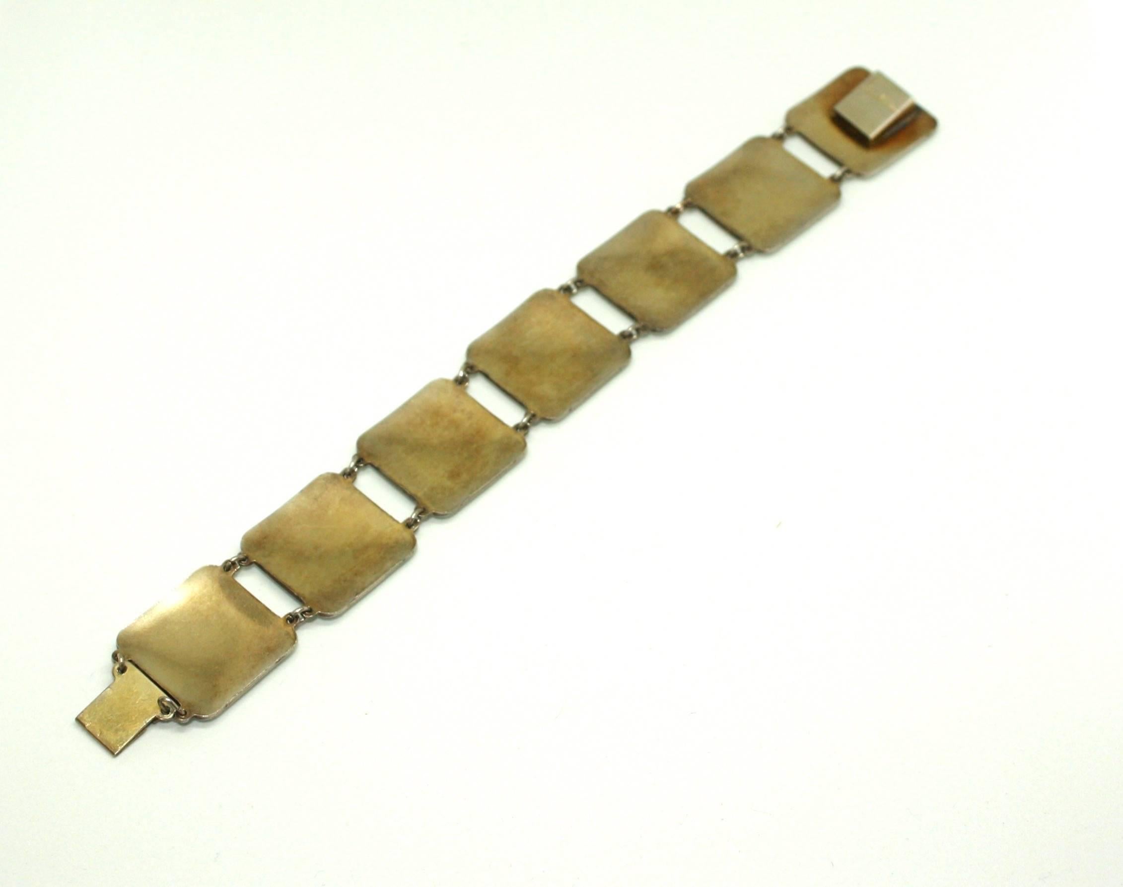 Women's Bernard Meldahl Hallmarked Silver Norwegian Panel Bracelet, 1940s  For Sale